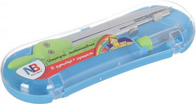 Циркуль металевий в футлярі із запасним грифелем синій Nota Bene