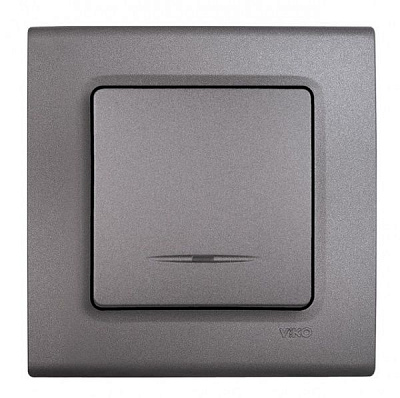 Вимикач одноклавішний Viko Linnera Life з підсвіткою сірий граніт