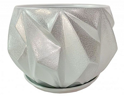 Горшок Камень круглый 10 л серебряный 