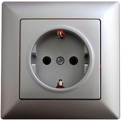 Розетка с заземлением Gunsan Visage без шторок серебряный VS 28 15 115