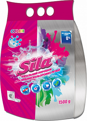 Порошок для машинного та ручного прання Sila Color без фосфатів 1,5 кг