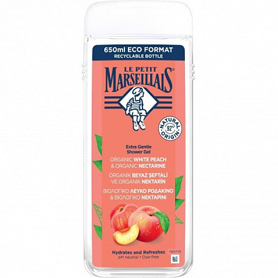 Гель для душу Le Petit Marseillais БІО білий персик і нектарин 650 мл