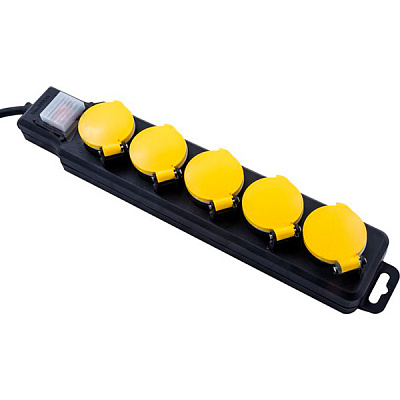 Удлинитель с выключателем Electraline 07RN-F IP44 с заземлением 5 гн черный 5 м