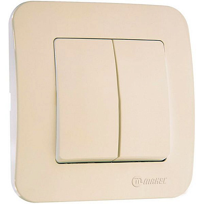 Вимикач двоклавішний Makel Lillium Natural без підсвітки 10 А 250В слонова кістка 55203