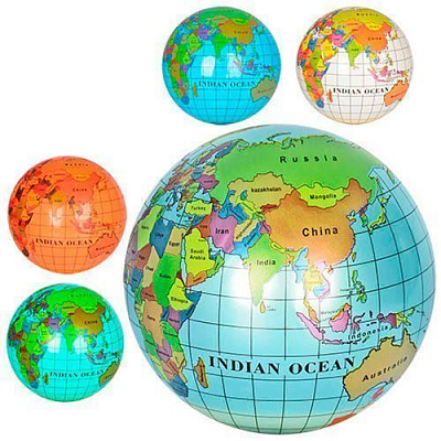 М'яч Глобус (5 видів) в асортименті 23 см MS 0477