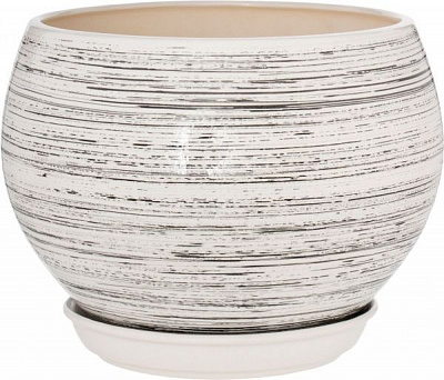 Горщик керамічний Оріана-Запоріжкераміка Куля глянець білий-чорний круглий 4,1л біло-чорний (037-1-138)