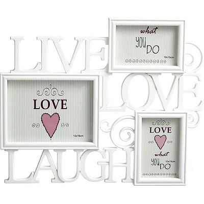 Фоторамка Коллаж Live Love Laugh белая 3 шт