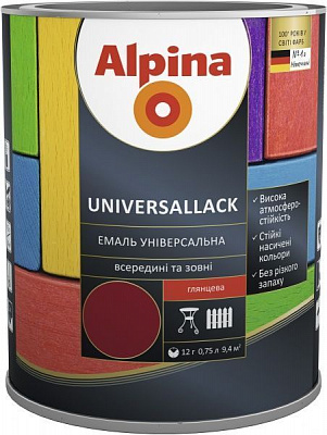 Эмаль алкидная Alpina Universallack серый глянец 0.75л