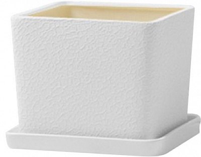 Горщик керамічний Оріана-Запоріжкераміка Квадрат №2 шовк квадратний 5,5л білий