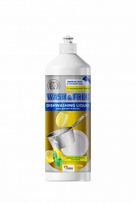 Жидкость для ручного мытья посуды Wash&Free Лимон и мята 1л