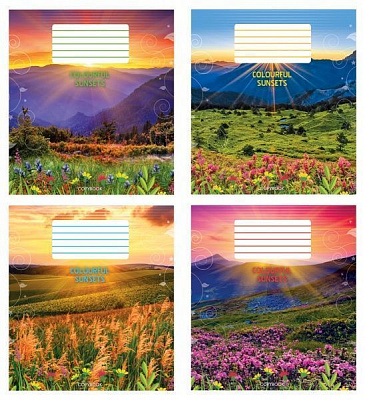 Комплект тетрадей Яркий восход солнца 96 л линия 8 шт./уп. (4 дизайна) Мечты сбываются