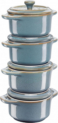 Набор кокотниц мини керамических 4 шт бирюза 40508-159-0 Staub