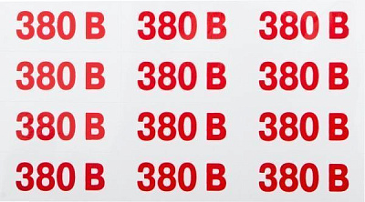 Наклейка Обозначение напряжения 380 В 60х25 мм 12 шт.