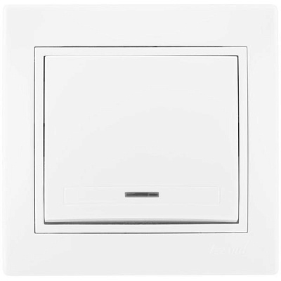 Вимикач одноклавішний Lezard Mira з підсвіткою 10 А 250В IP20 білий