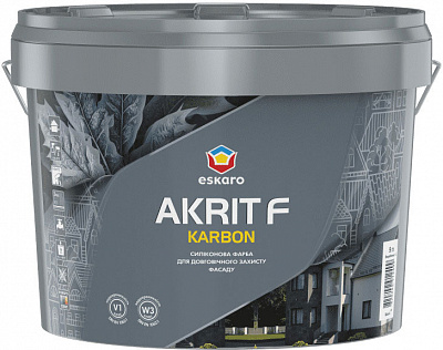 Краска фасадная силиконовая Eskaro Akrit F Kаrbon мат белый 2,7л 3,46кг