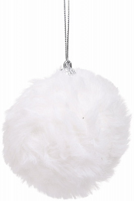 Елочная игрушка в форме шара из искусственного меха 8 см 
