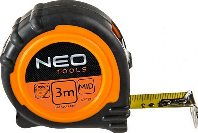 Рулетка NEO tools сталева стрiчка магніт 67-113 3 м x 19 мм