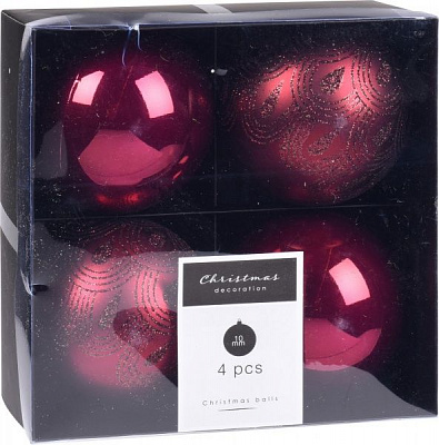 Набор елочных шаров пластиковых бордовых d100 мм 4 шт./уп. 