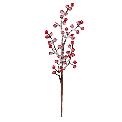 Гілочка декоративна YES! Fun з червоними ягодами засніжена 36 см 973945