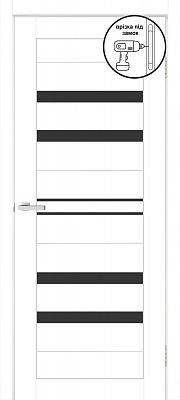 Дверное полотно ОМиС Lego 11 ВG (с фрезерованием п/з 96/85) ПО черное стекло 900 мм белый эмалекс