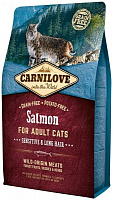 Корм Carnilove сухой для кошек с чувствительным пищеварением Sensitive & Long Hair, лосось, 2 кг