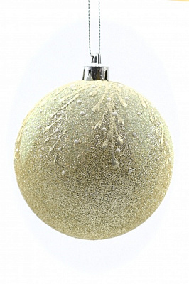 Куля новорічна Крила 80 мм пісочний 7121