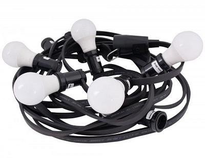Гирлянда декоративная E.NEXT электрическая IP44 черная бакелит 10 ламп 5 м 