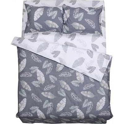 Комплект постельного белья полуторный Grey leaves