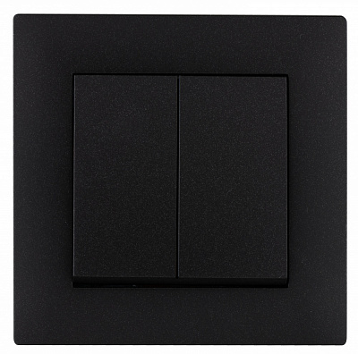 Вимикач двоклавішний Makel Rizz без підсвітки чорний матовий 88054003