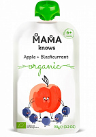 Пюре органічне Mama knows Яблуко-чорна смородина 