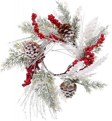 Венок новогодний с хвоей, ягодами d400 мм EPI-A3-49051HRW