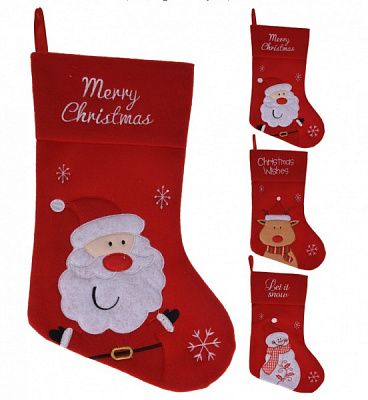 Декор настенный носок Новогодняя для подарков 40x26 см в ассортименте 