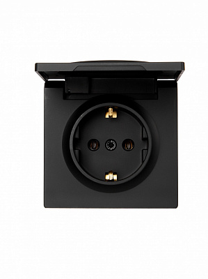 Розетка з кришкою побутова із заземленням Lezard LETO IP20 антрацит 752-4200-123B