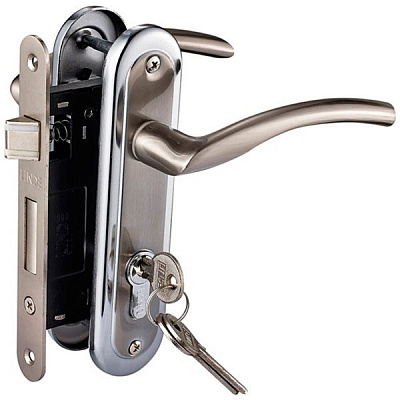 Замок врізний з ручками  Solo А-2005 PZ SN/CP PZ 62,5 мм хром/