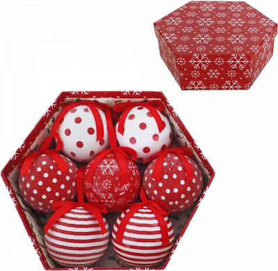 Набор елочных шаров в подарочной коробке Геометрия красный d7,5 мм 7 шт./уп. 