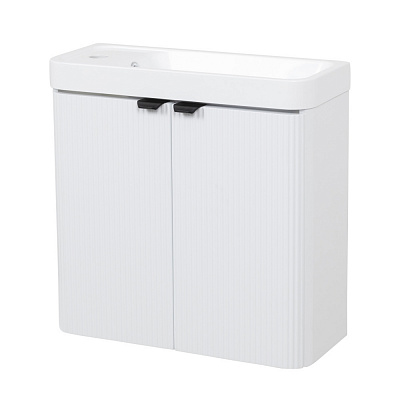 Тумба підвісна Aqua Rodos FROST MINI (WHITE-MATT-PVC) з умивальником BAR MINI L 50 см