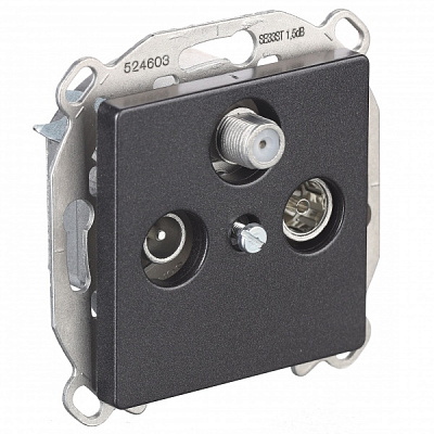 Розетка TV+R+SAT кінцева Siemens Line IP20 карбон 5TG12222