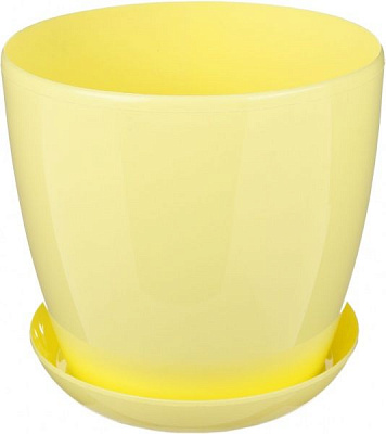 Горщик пластиковий Омела глянцевий круглий 2,2л жовтий