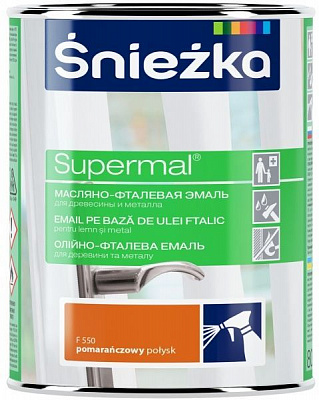 Эмаль Sniezka масляно-фталевая Supermal оранжевый глянец 0,8л
