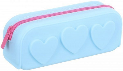 Пенал силиконовый BRPG564 Сердце голубой