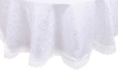 Скатерть KDK d160 белый Karna 