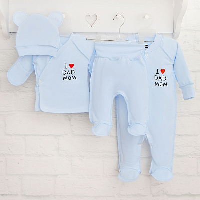 Комплект для новорожденных Blanka Люблю папу маму голубой р.50-56 110912