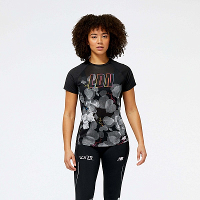 Футболка New Balance LONDON ED PRINTED IMPACT RUN WT31263DBM р.M черный