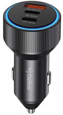Автомобільний зарядний пристрій Gelius PowerRide GP-CC011 1USB + 2Type-C 60W 45W C1+ 15W A+C)