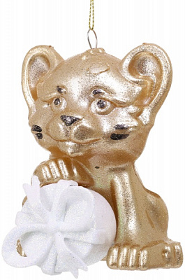 Подвеска Тигрик 3Д с подарком d 12 см золото