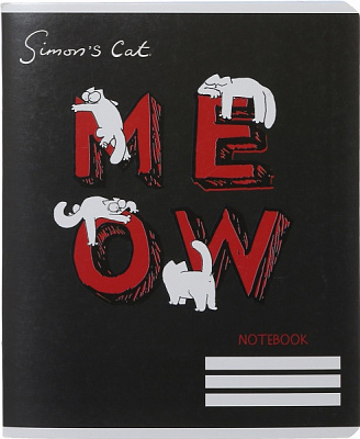 Тетрадь школьная 3 96 листов в клетку Simon's Cat