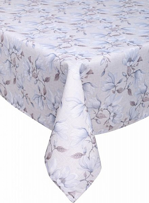 Скатерть Цветы 140x180 см серый с голубым Luna 