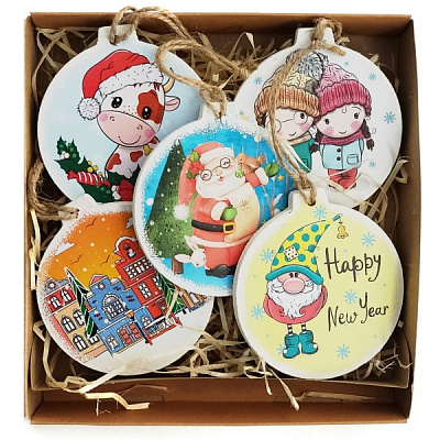 Набор новогодних украшений Шары d 9 мм 5 шт./уп.