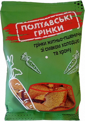 Гренки ПОЛТАВСЬКІ ГРІНКИ ржано-пшеничные со вкусом холодца и хрена 100г
