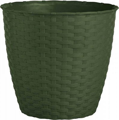 Вазон пластиковий Stefanplast Natural круглий 3л темно-зелений (73565)